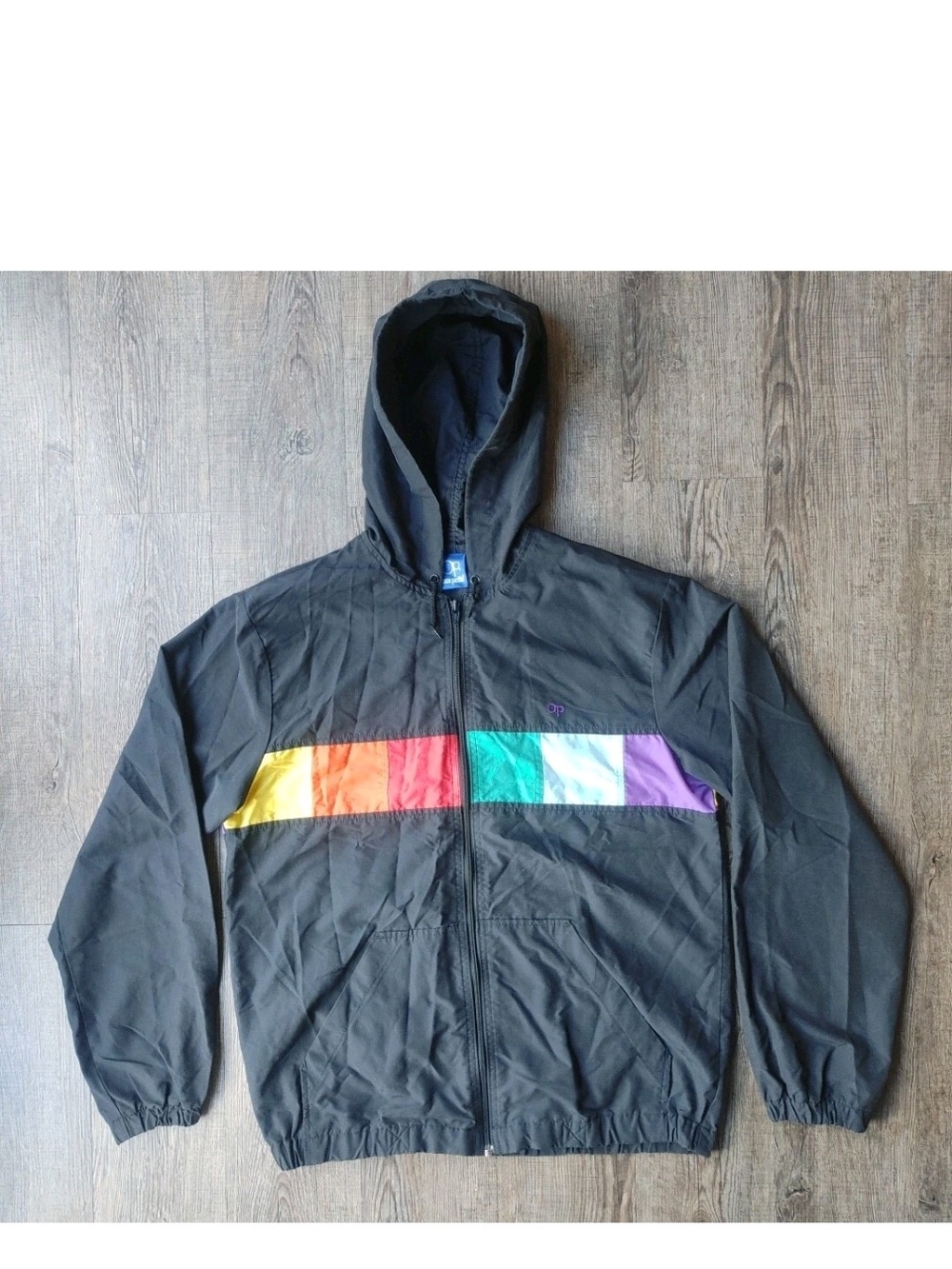 Vtg Ocean Pacific Jacket Medium Montabert 2 Windbreaker Black OP Colorblock 80s